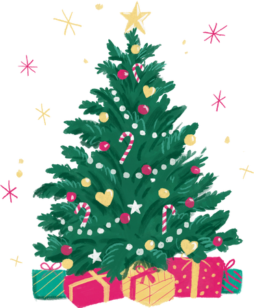 Painterly Patterned Christmas Tree